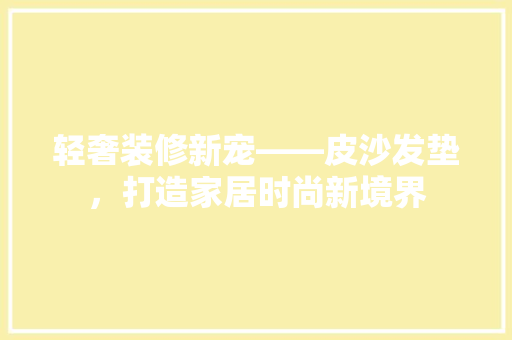 轻奢装修新宠——皮沙发垫，打造家居时尚新境界