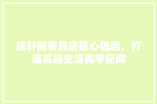 逸轩阁奢品店匠心独运，打造高端生活美学空间