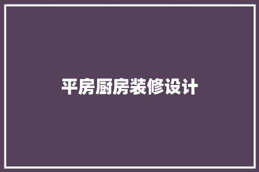 平房厨房装修设计